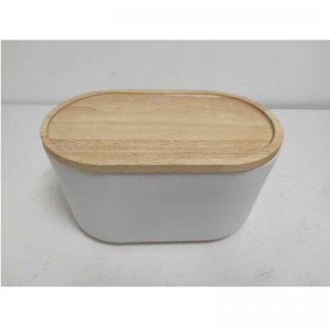 Nagykereskedelmi hosszú, fából készült fedél kerámia kőtartó tároló kenyér doboz